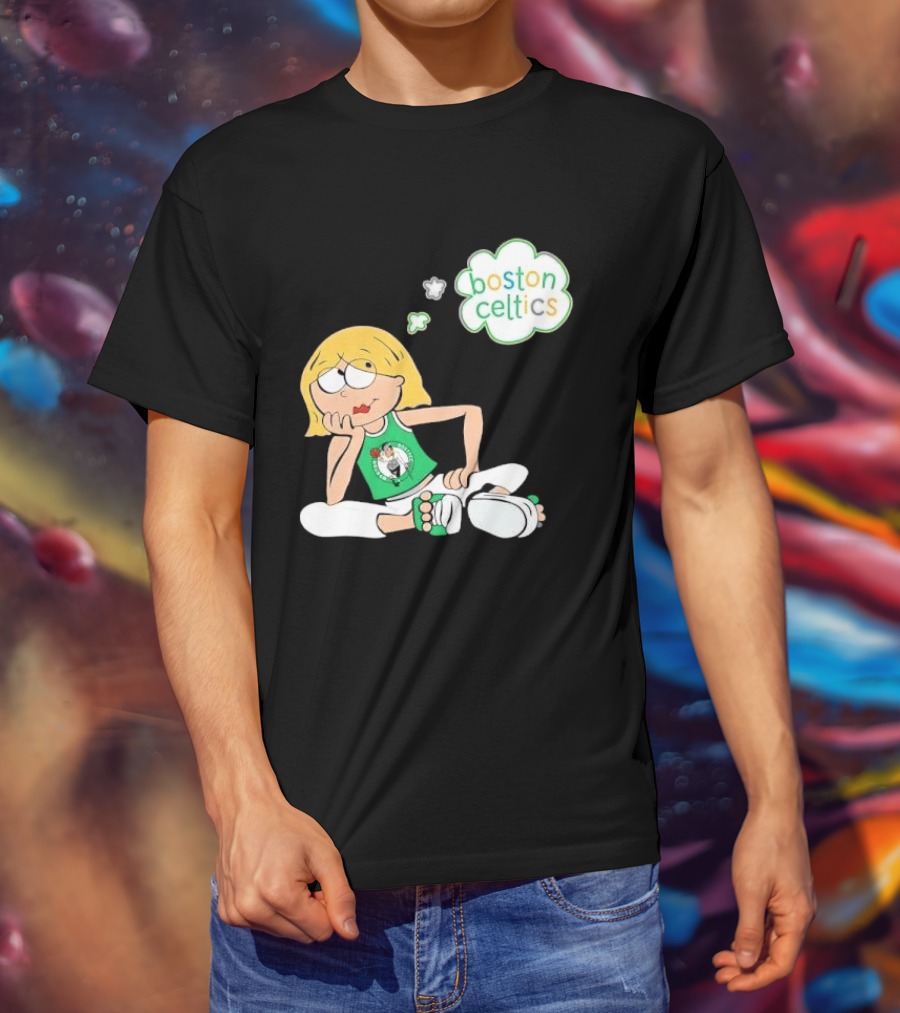 Boston Celtics NBA Cartoon Girl Sitting Thought Bubble T-Shirt