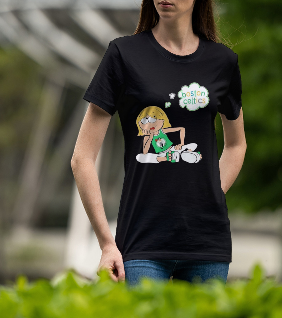 Boston Celtics NBA Cartoon Girl Sitting Thought Bubble T-Shirt