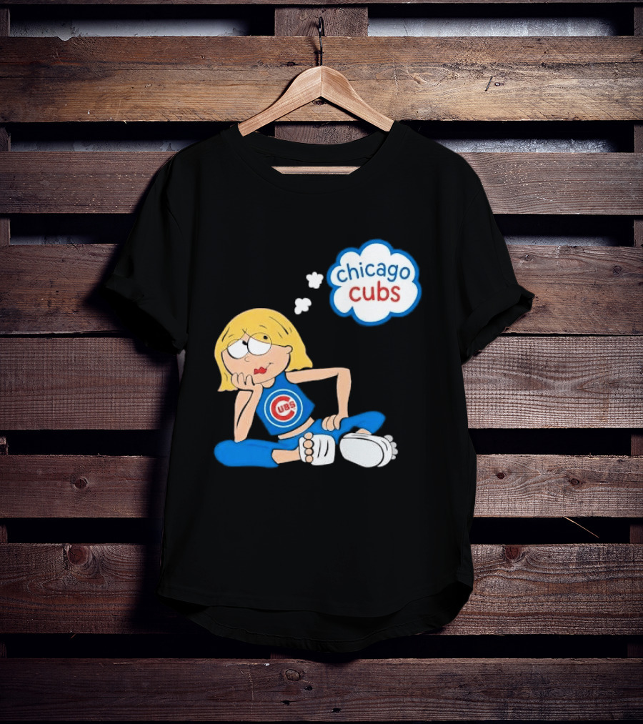 Chicago Cubs MLB Blonde Cartoon Girl Sitting Thought Bubble T-Shirt