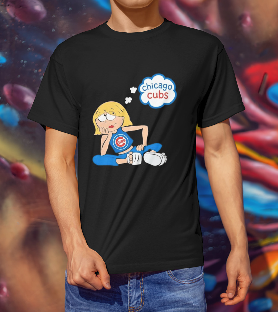 Chicago Cubs MLB Blonde Cartoon Girl Sitting Thought Bubble T-Shirt