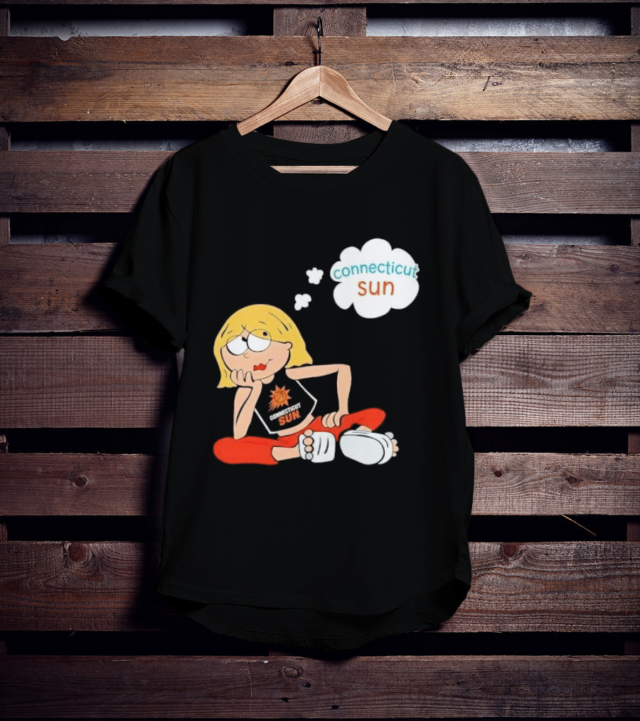 Connecticut Sun WNBA Cartoon Blonde Girl Thought Bubble T-Shirt
