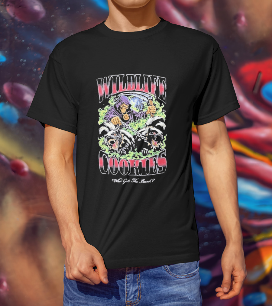 Wildlife Cookies Who Got The Skunk Character And Skulls T-Shirt