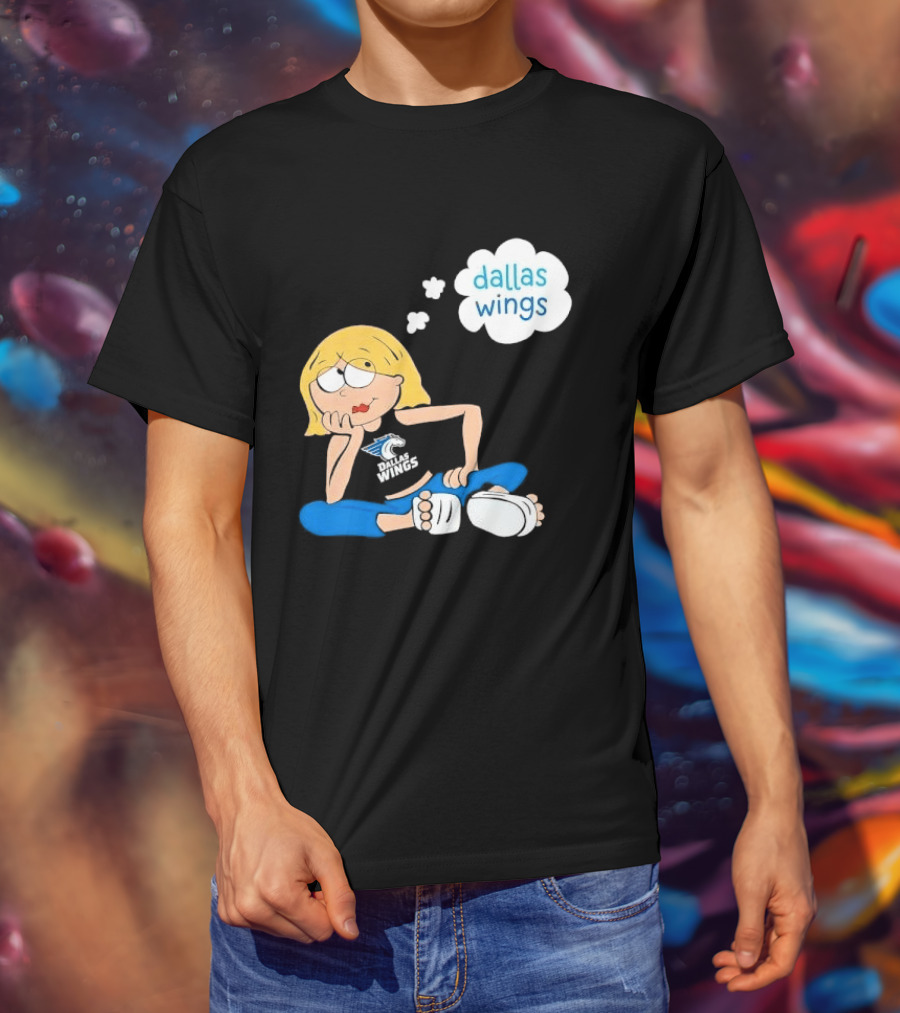Dallas Wings WNBA Cartoon Blonde Girl Daydreaming Thought Bubble T-Shirt
