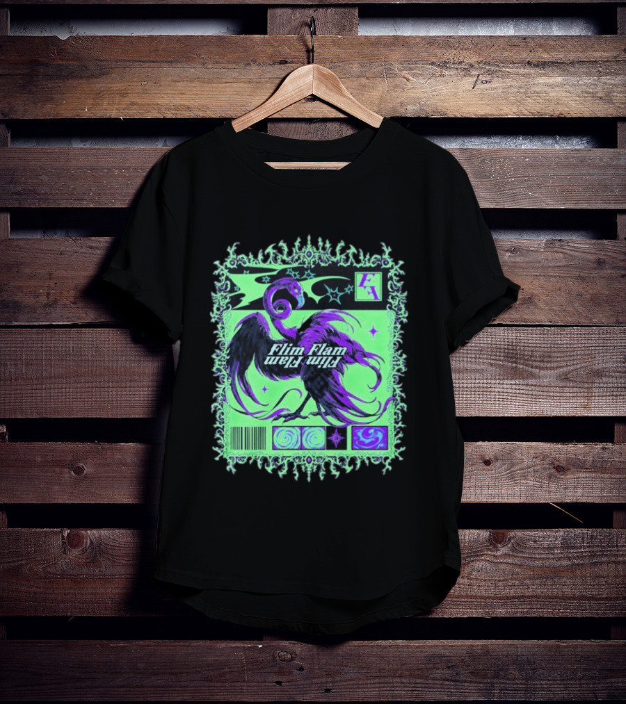 Flim Flam Flamingo Comic Cover Retro Art With Psychedelic Patterns And Barcode T-Shirt