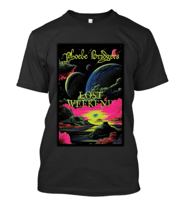 Phoebe Bridgers Lost Weekend 2026 Cosmic Event Planets Clouds Neon T-Shirt