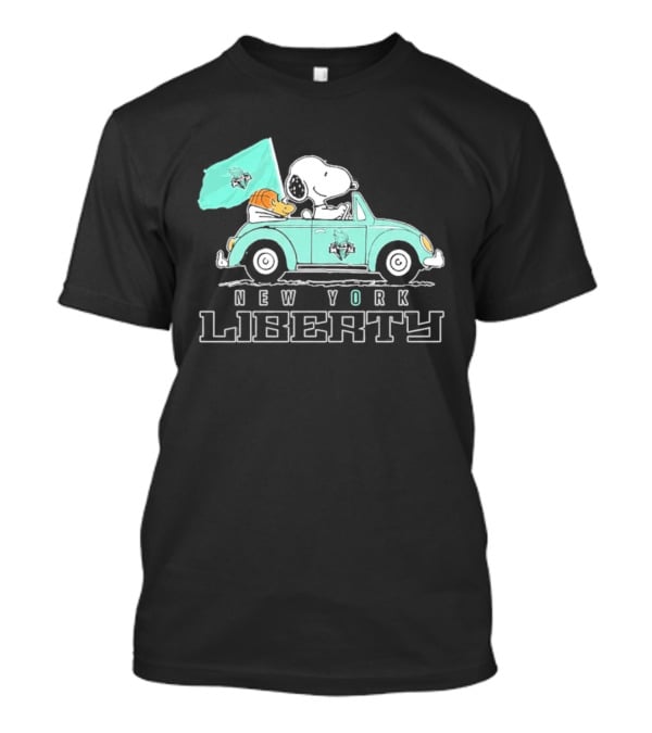Snoopy Driving Car New York Liberty WNBA Basketball T-Shirt
