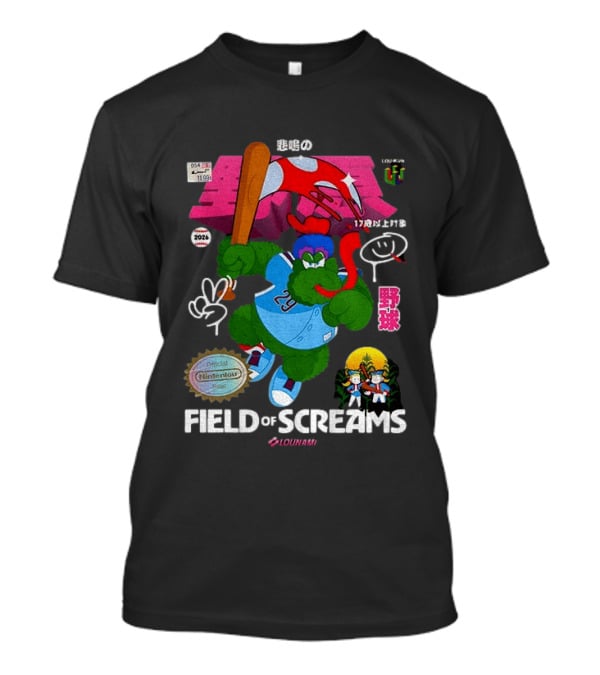 MLB 2026 Phillies Vs Twins Field Of Screams Featuring Konami Nintendo Baseball T-Shirt