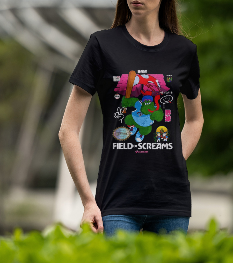 MLB 2026 Phillies Vs Twins Field Of Screams Featuring Konami Nintendo Baseball T-Shirt