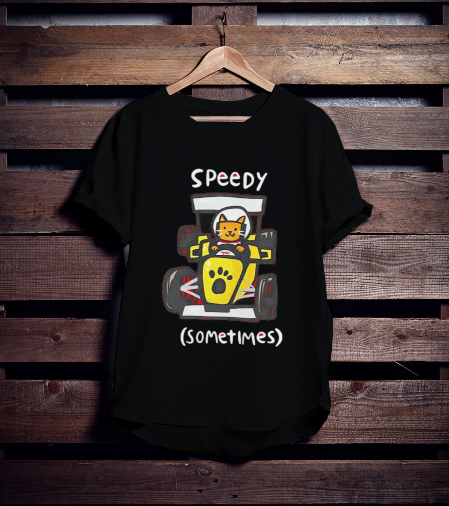 Speedy Sometimes Cat Racecar Paw Print Racing T-Shirt