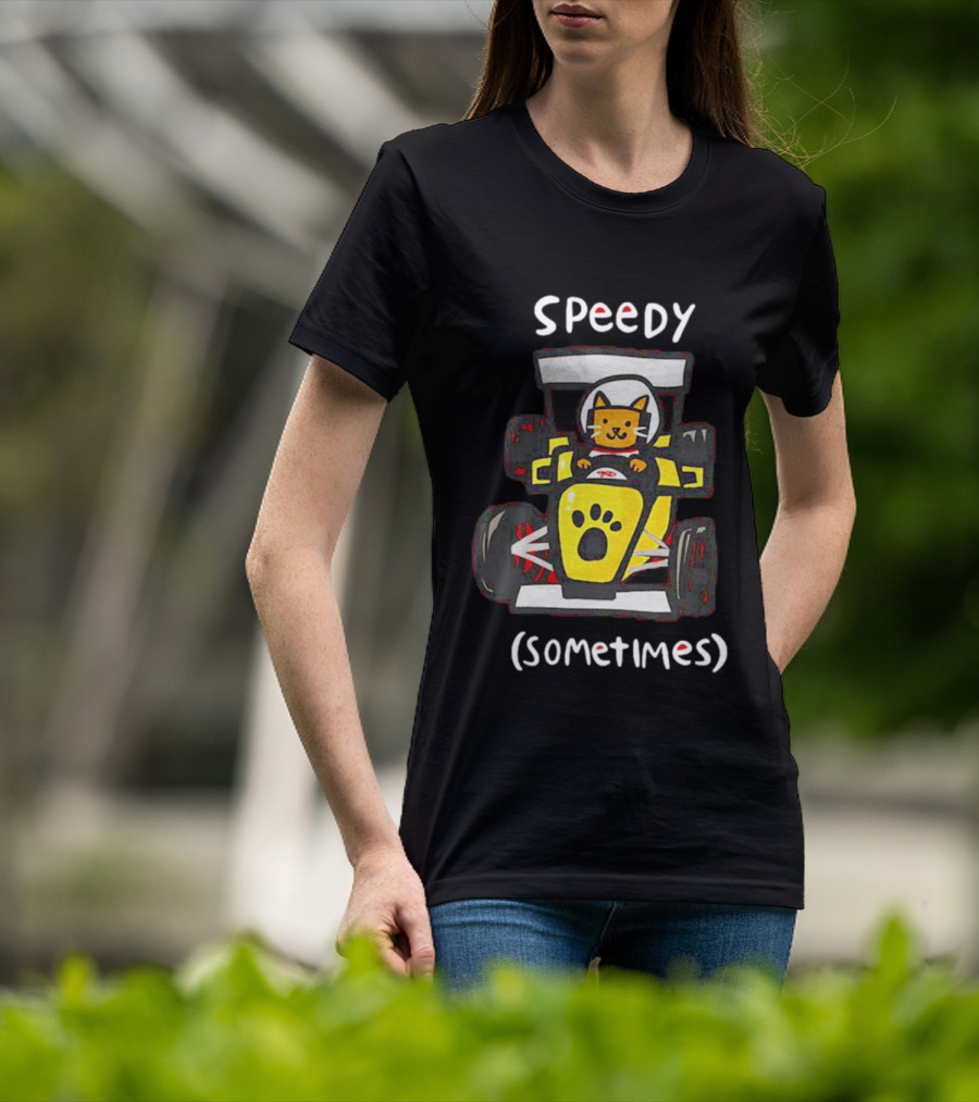 Speedy Sometimes Cat Racecar Paw Print Racing T-Shirt