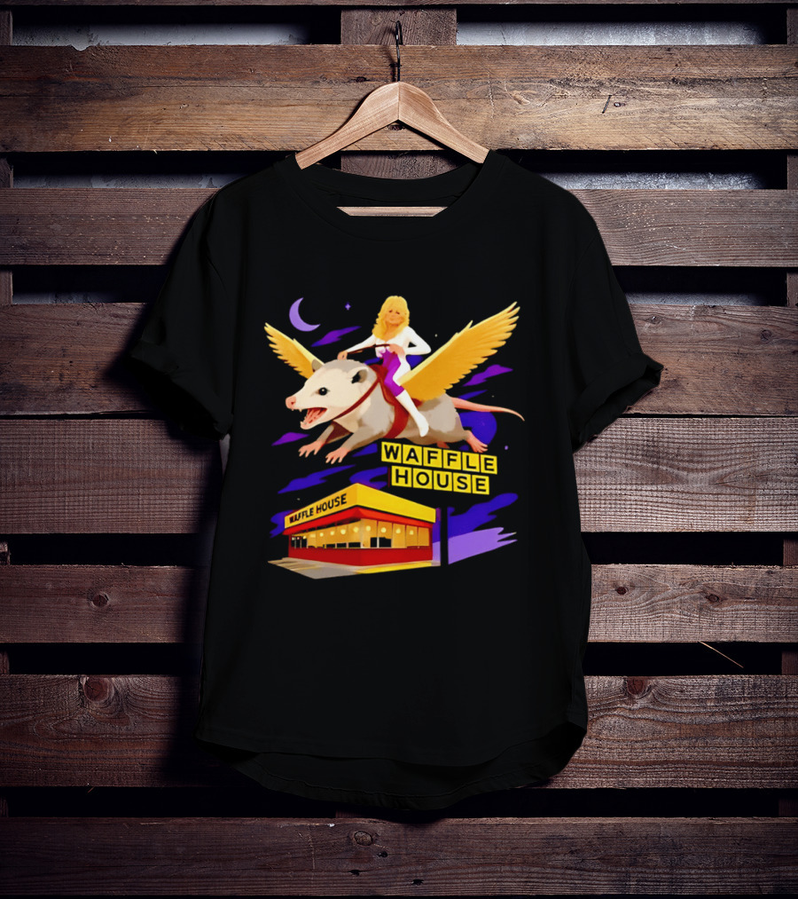 Waffle House Dolly Parton Flying Opossum Adventure T-Shirt
