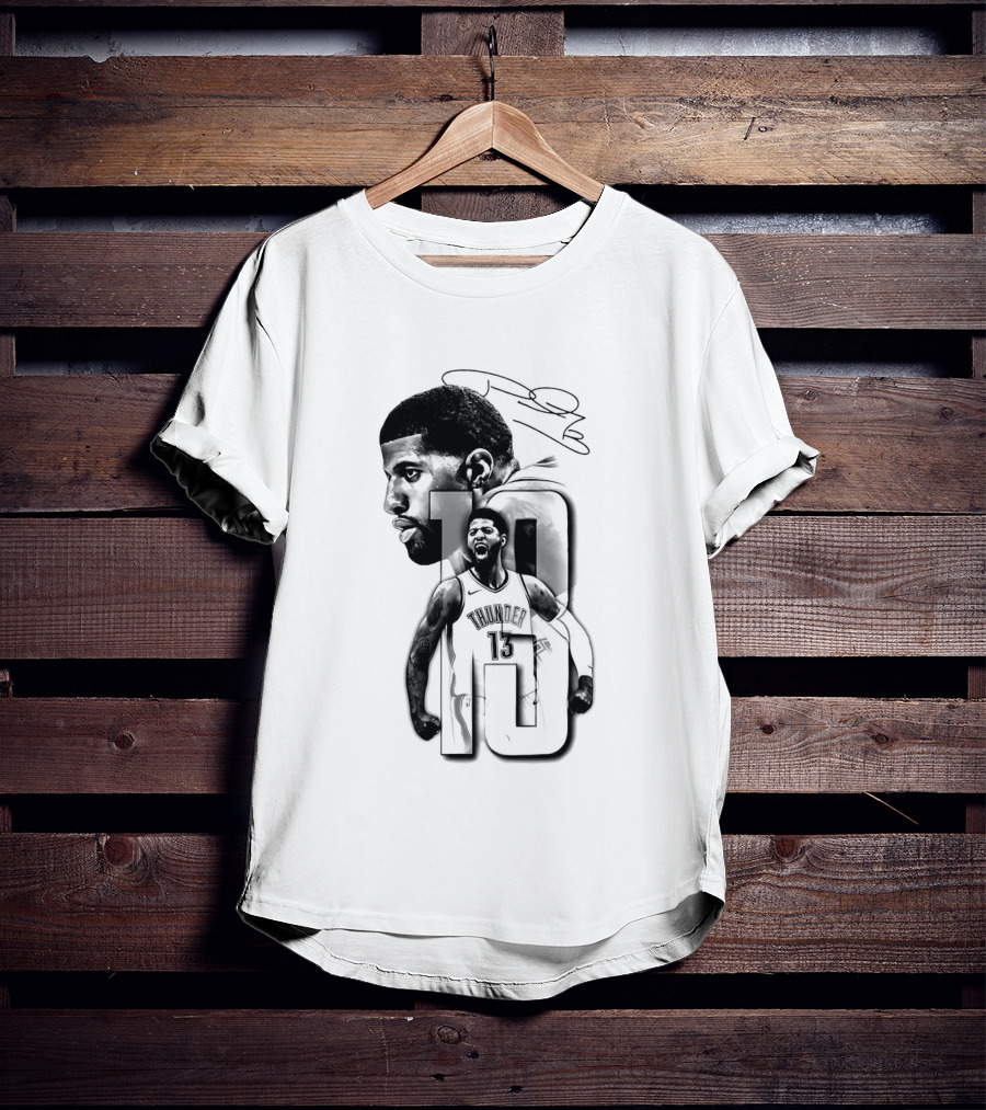 Paul George Oklahoma City Thunder Basketball Player Sketch T-Shirt