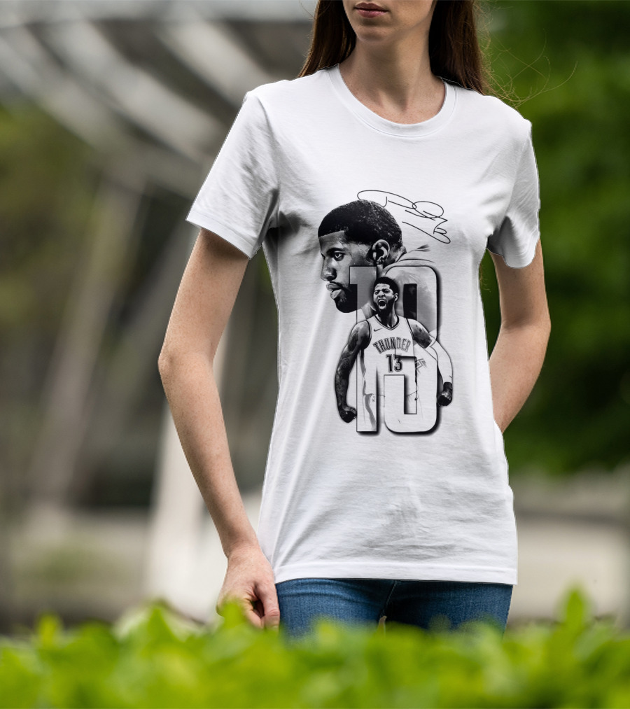 Paul George Oklahoma City Thunder Basketball Player Sketch T-Shirt