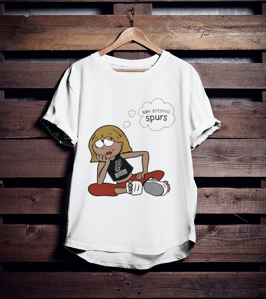 San Antonio Spurs Cartoon Blonde Girl Thought Bubble Daydreaming T-Shirt