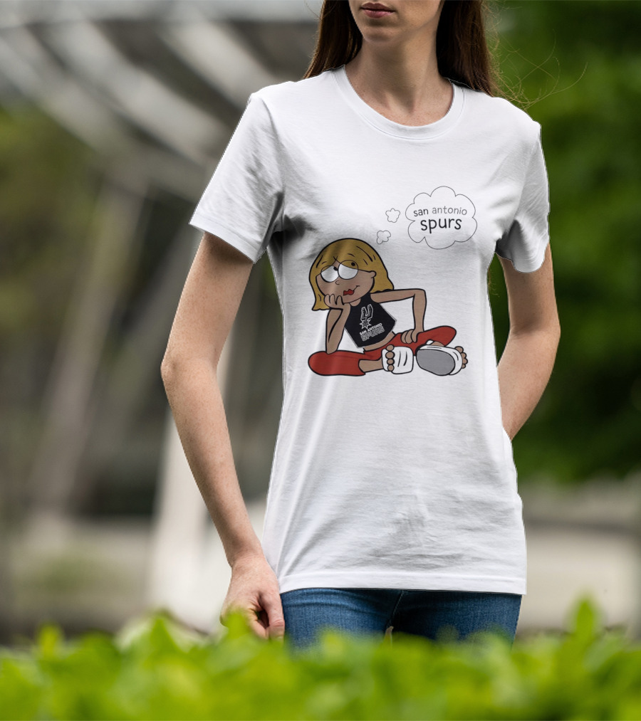 San Antonio Spurs Cartoon Blonde Girl Thought Bubble Daydreaming T-Shirt
