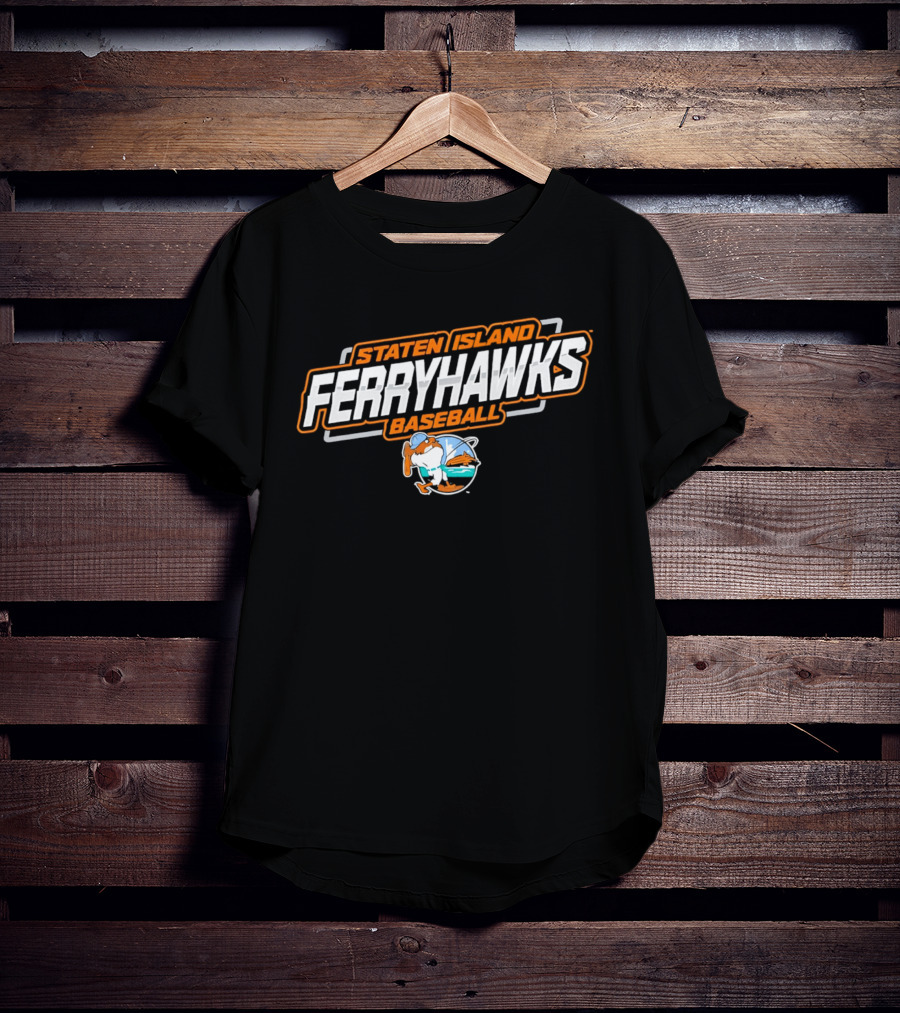 Staten Island Ferryhawks Baseball Cartoon Bird Player T-Shirt