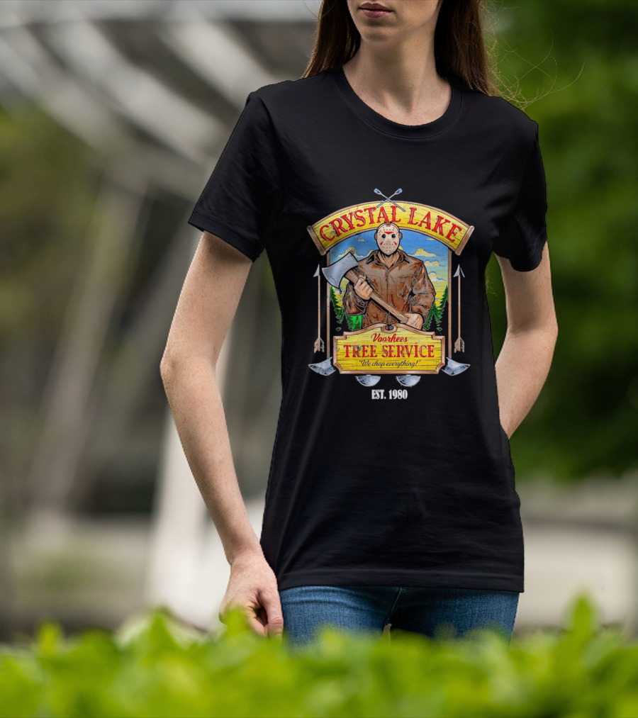 Crystal Lake Voorhees Tree Service We Chop Everything Est 1980 T-Shirt