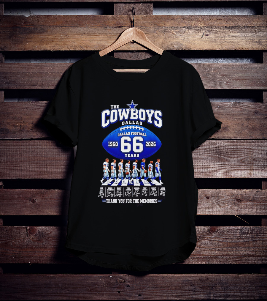 The Cowboys Dallas Football 66 Years 1960 2026 Thank You For The Memories Signatures T-Shirt