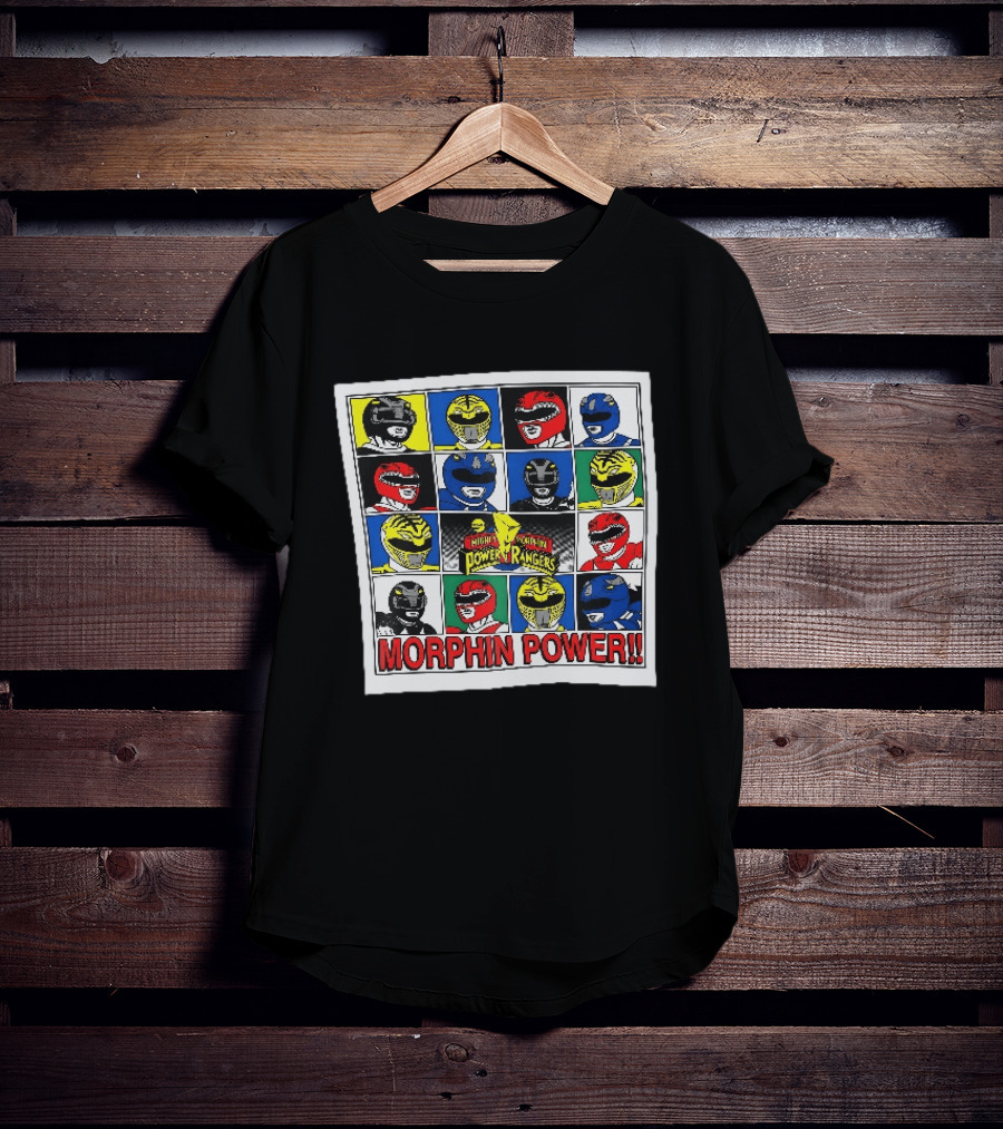 Mighty Morphin Power Rangers Morphin Power Ranger Helmets Visual Grid T-Shirt