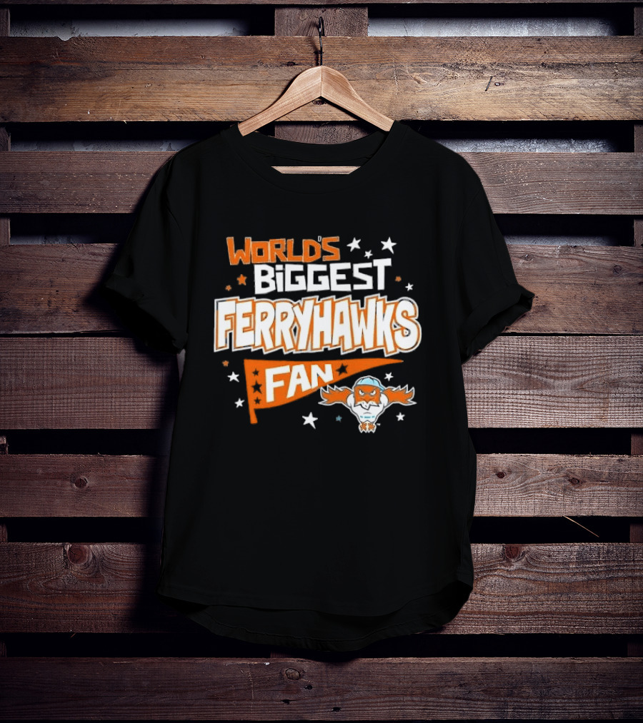 World's Biggest Staten Island Ferryhawks Fan Cartoon Pennant With Stars T-Shirt