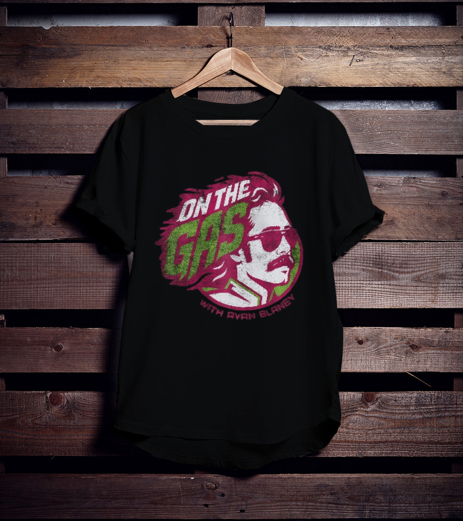 On The Gas With Ryan Blaney Racing Style Retro Hair Sunglasses T-Shirt