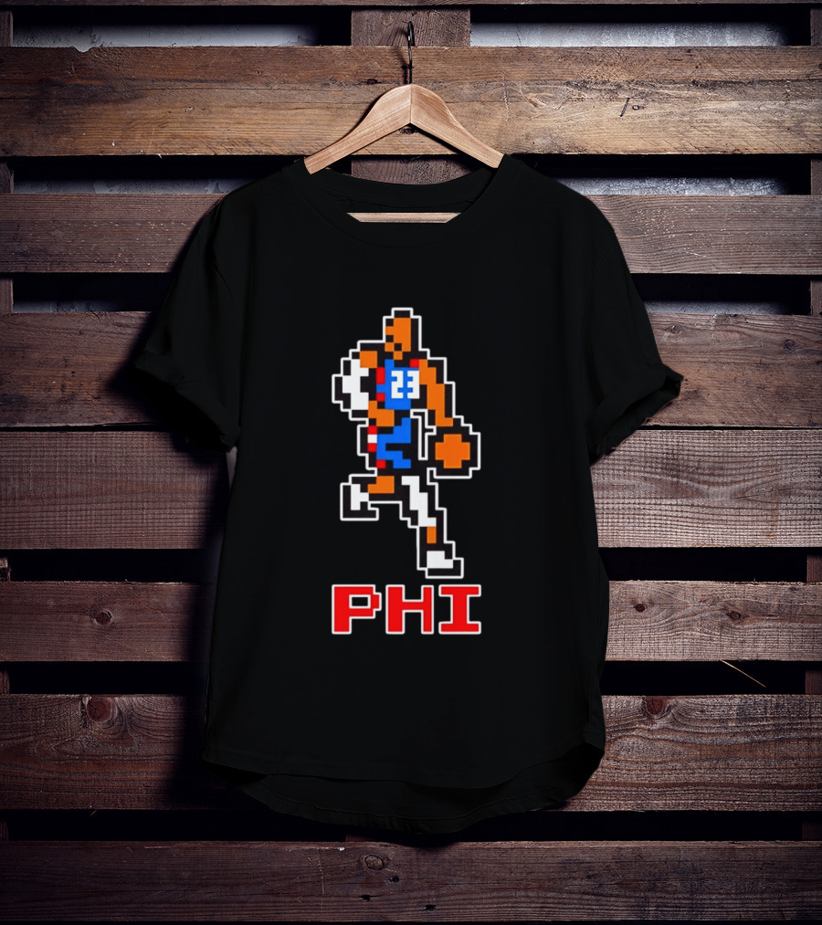 Philadelphia 76ers Phi 8 Bit Pixel Basketball Player 23 Dribbling T-Shirt
