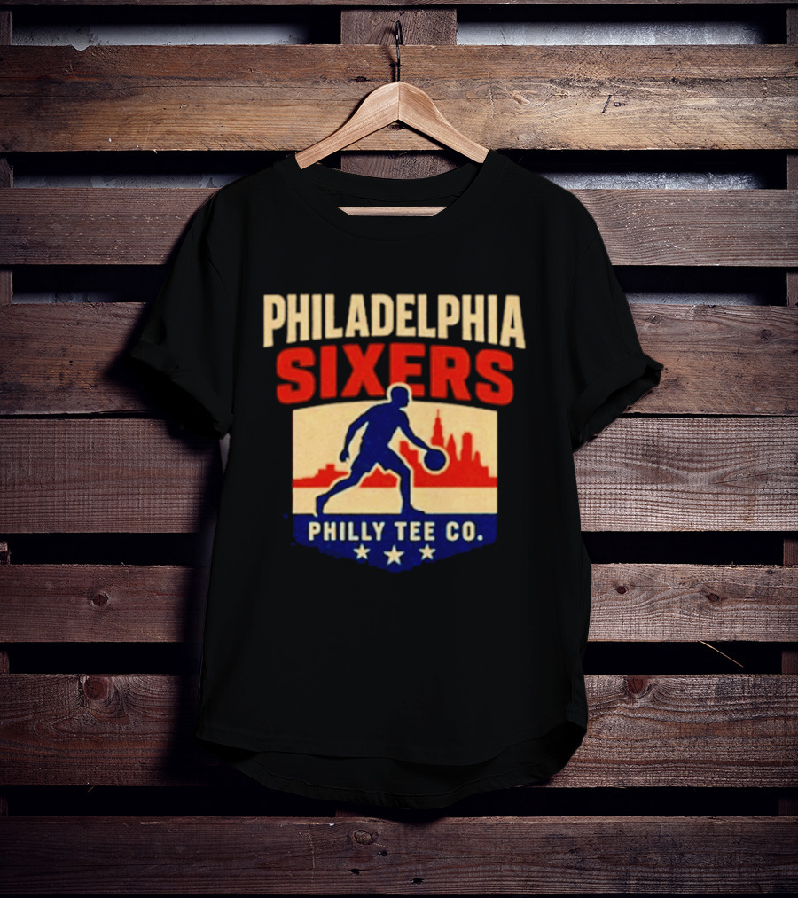 Philadelphia Sixers Dribble Philly Co Retro Skyline T-Shirt