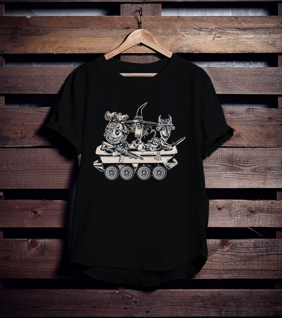 Tactical Nightmare Cartoon Characters Riding Armored Vehicle T-Shirt