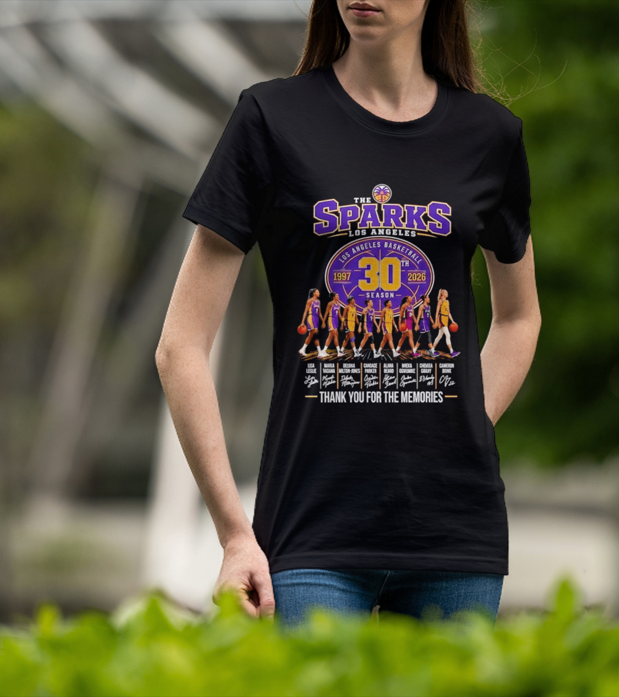 Los Angeles Sparks 30th Season 1997 2026 Basketball Thank You For The Memories Signatures T-Shirt