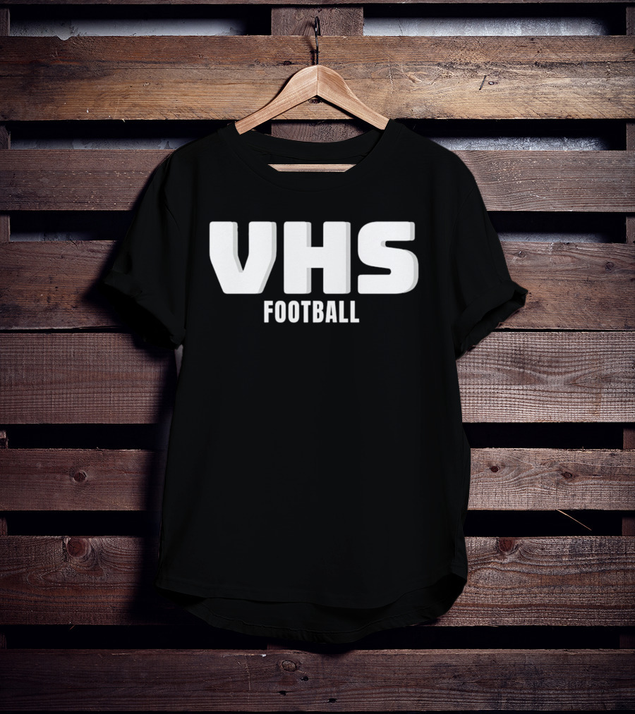 VHS Football Light Grey Textured Block Drop Shadow T-Shirt