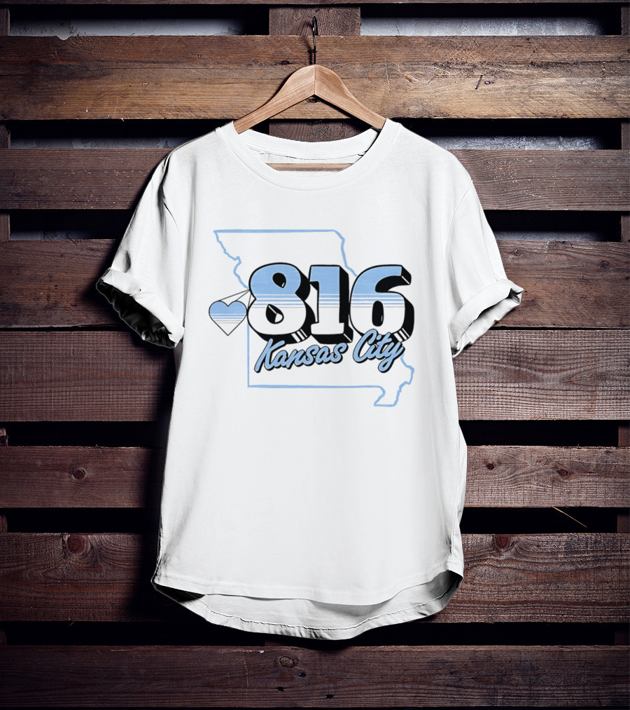 816 Kansas City Heart Map Love T-Shirt