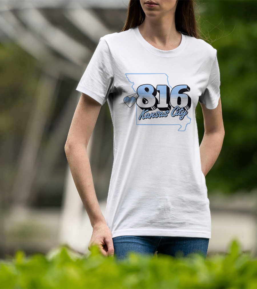 816 Kansas City Heart Map Love T-Shirt