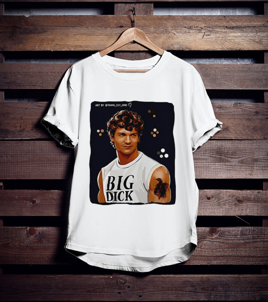 Tanya Lily Jane Big Dick Art Featuring Curly Haired Man T-Shirt