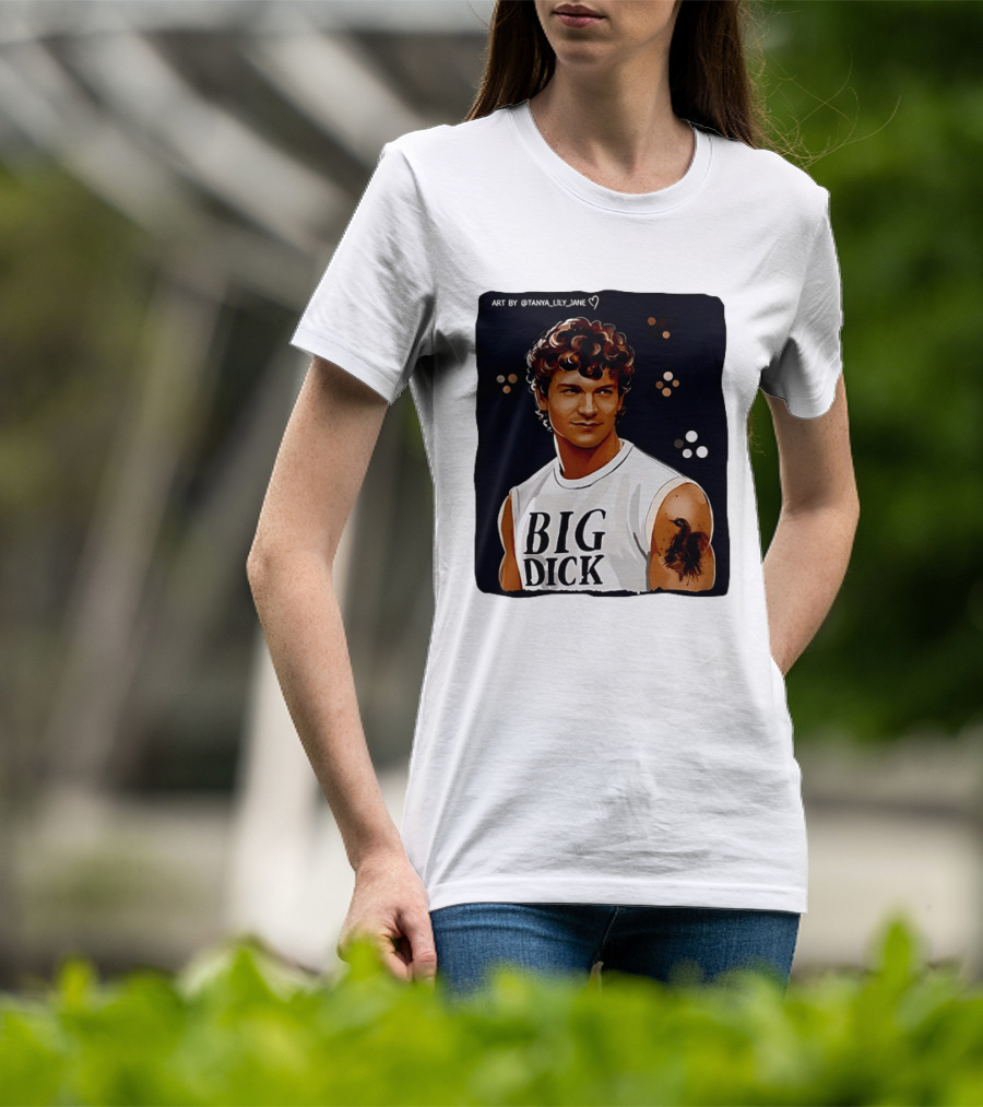 Tanya Lily Jane Big Dick Art Featuring Curly Haired Man T-Shirt
