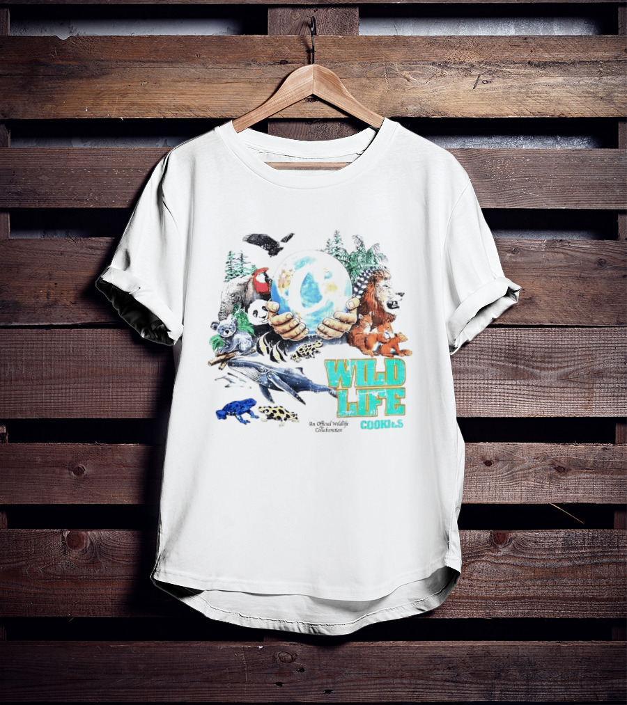 Cookies Wild Life An Official Wildlife Collaboration Hands Holding Globe Earth Animals T-Shirt