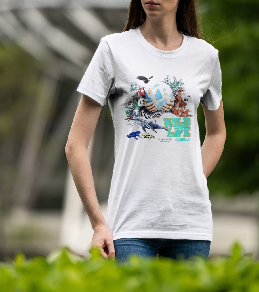 Cookies Wild Life An Official Wildlife Collaboration Hands Holding Globe Earth Animals T-Shirt
