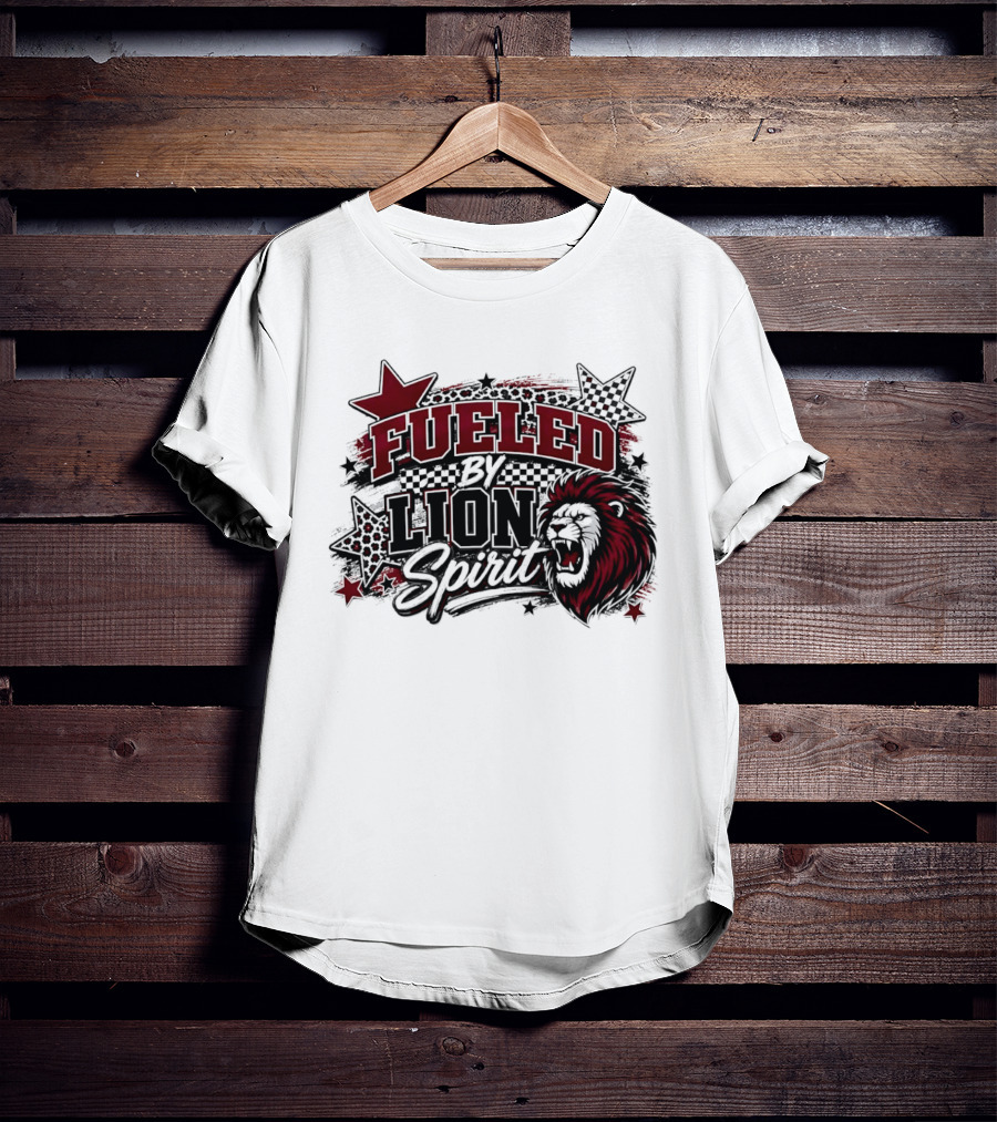 Fueled By Lion Spirit Roaring Head Leopard Patterned Stars Dynamic Energy T-Shirt