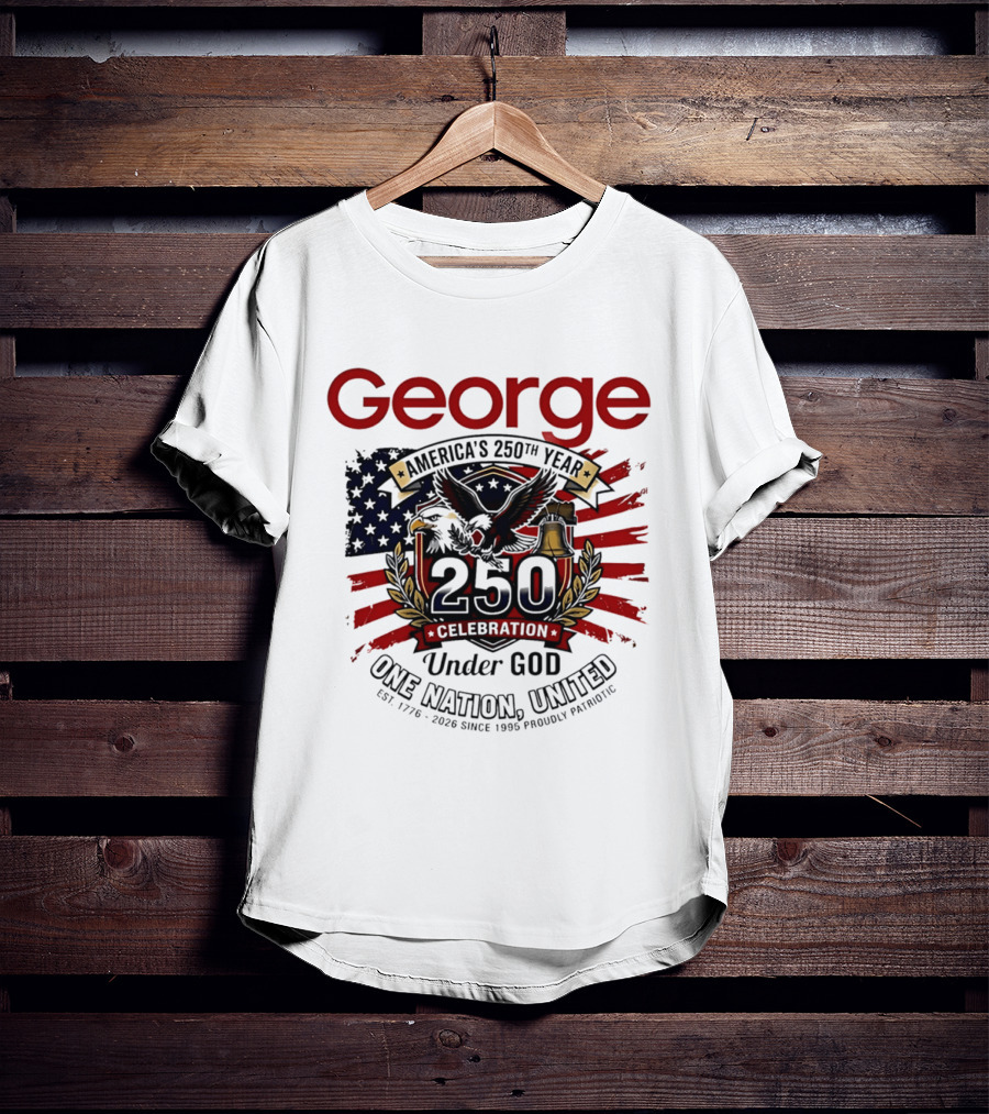 George America's 250th Year 1776 2026 Celebration Eagle Flag Under God One Nation United T-Shirt