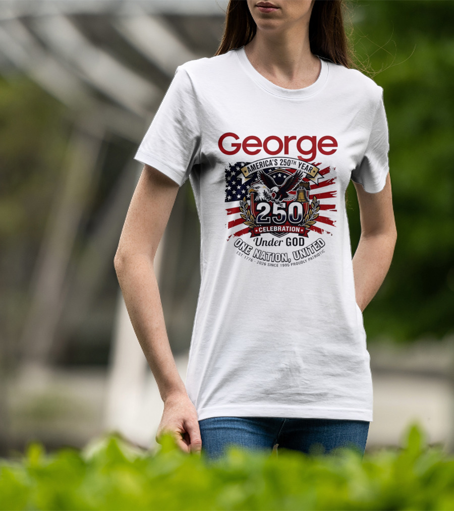 George America's 250th Year 1776 2026 Celebration Eagle Flag Under God One Nation United T-Shirt