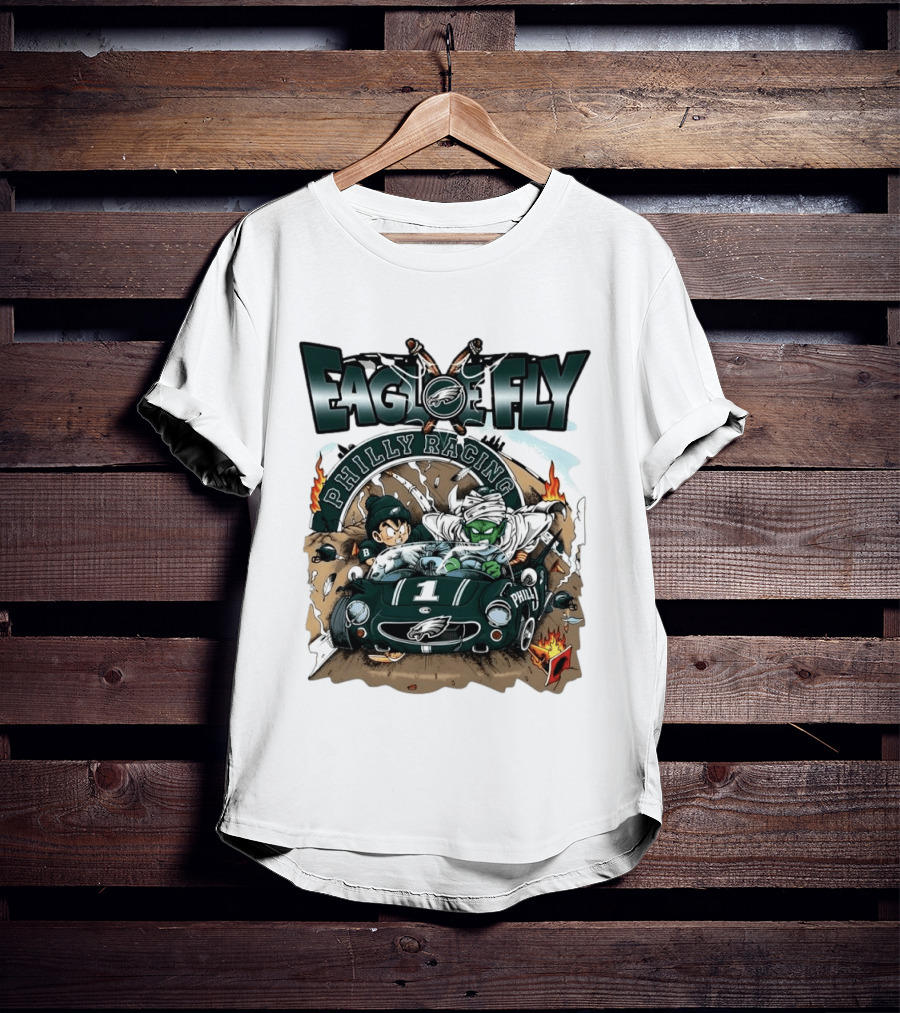 Eagle Fly Philly Racing Philadelphia Eagles Anime Characters Driving Race Car T-Shirt