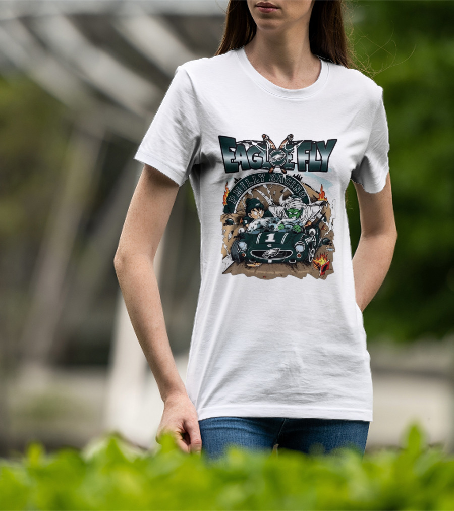 Eagle Fly Philly Racing Philadelphia Eagles Anime Characters Driving Race Car T-Shirt