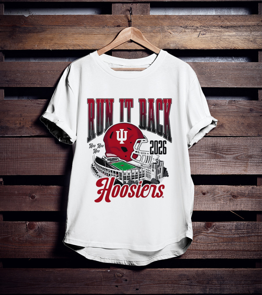 Run It Back Hoo Hoo Hoo 2026 Hoosiers Indiana University Football Stadium Helmet T-Shirt