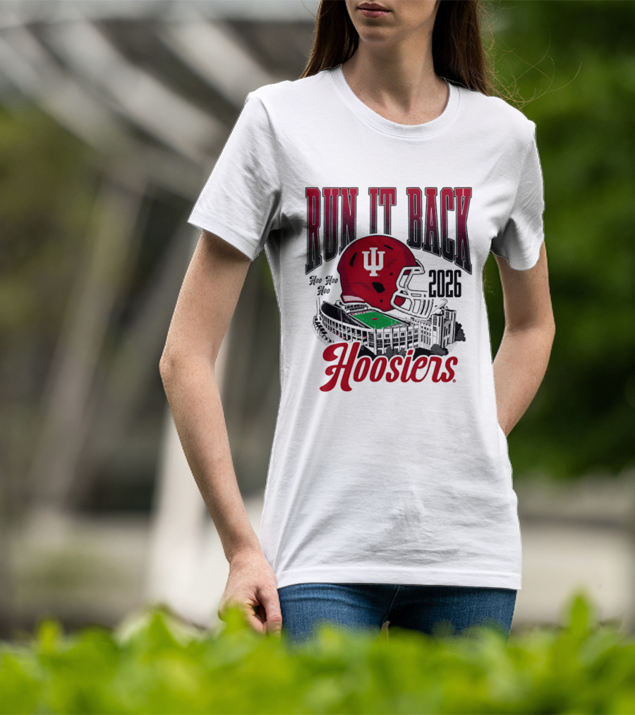 Run It Back Hoo Hoo Hoo 2026 Hoosiers Indiana University Football Stadium Helmet T-Shirt