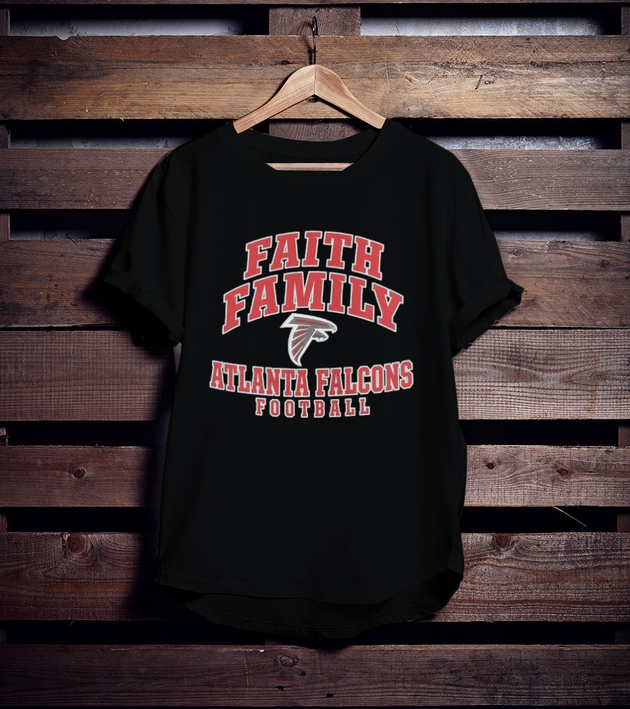 Atlanta Falcons Faith Family Football Bird Distressed College Font T-Shirt