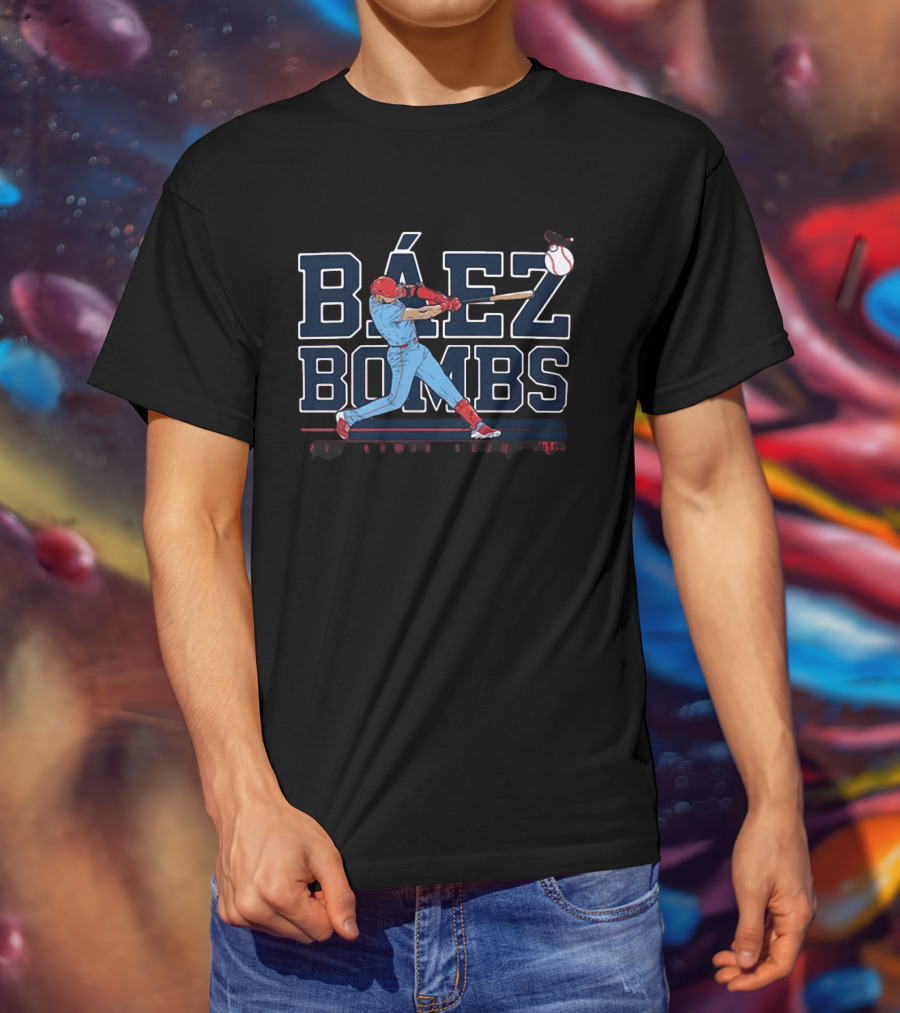 Báez Bombs St. Louis Baseball Player Swinging Bat With Flying Ball T-Shirt