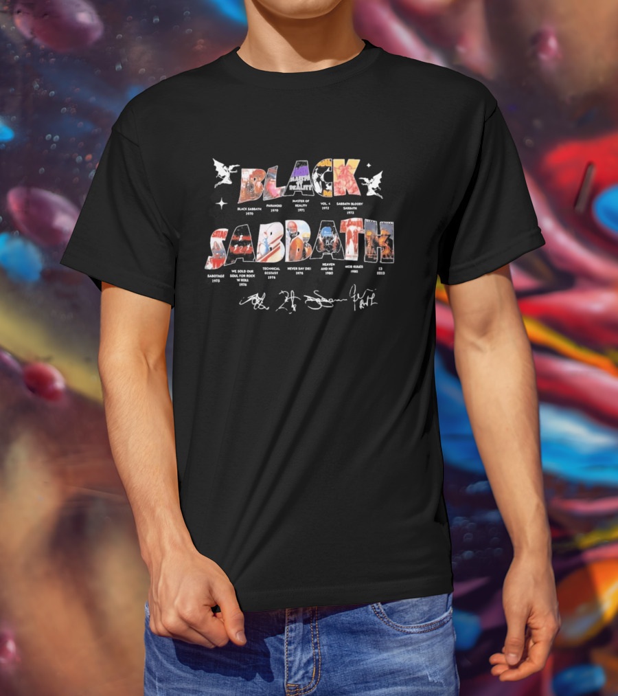 Black Sabbath Albums 1970 2013 Signatures And Discography T-Shirt