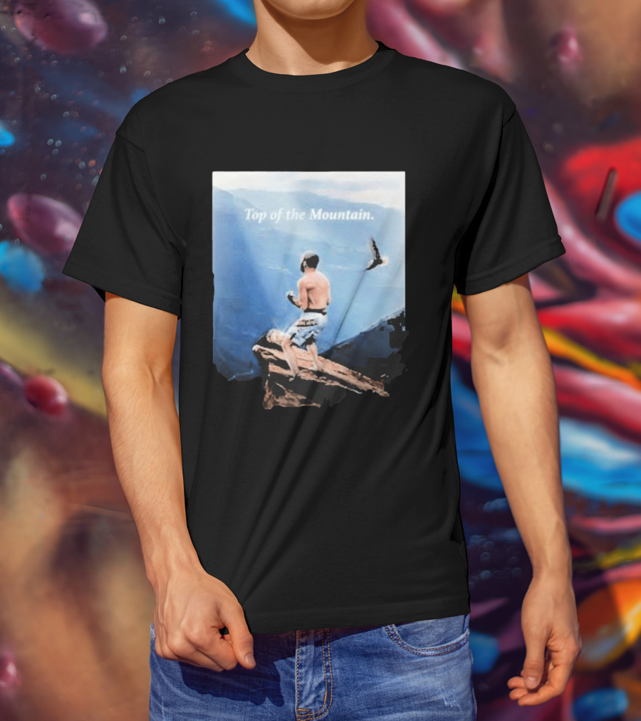 Islam Makhachev Top Of The Mountain Scenic Martial Arts Triumph T-Shirt