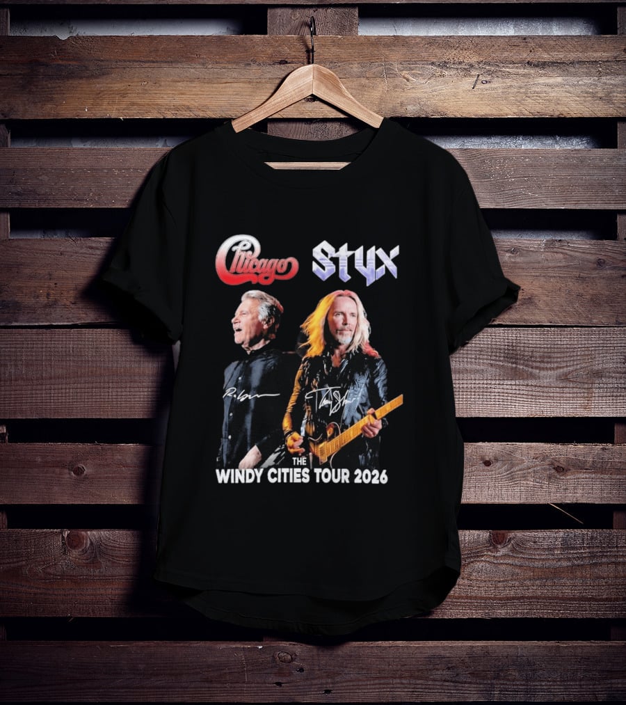 Chicago Styx The Windy Cities Tour 2026 Rock Concert T-Shirt