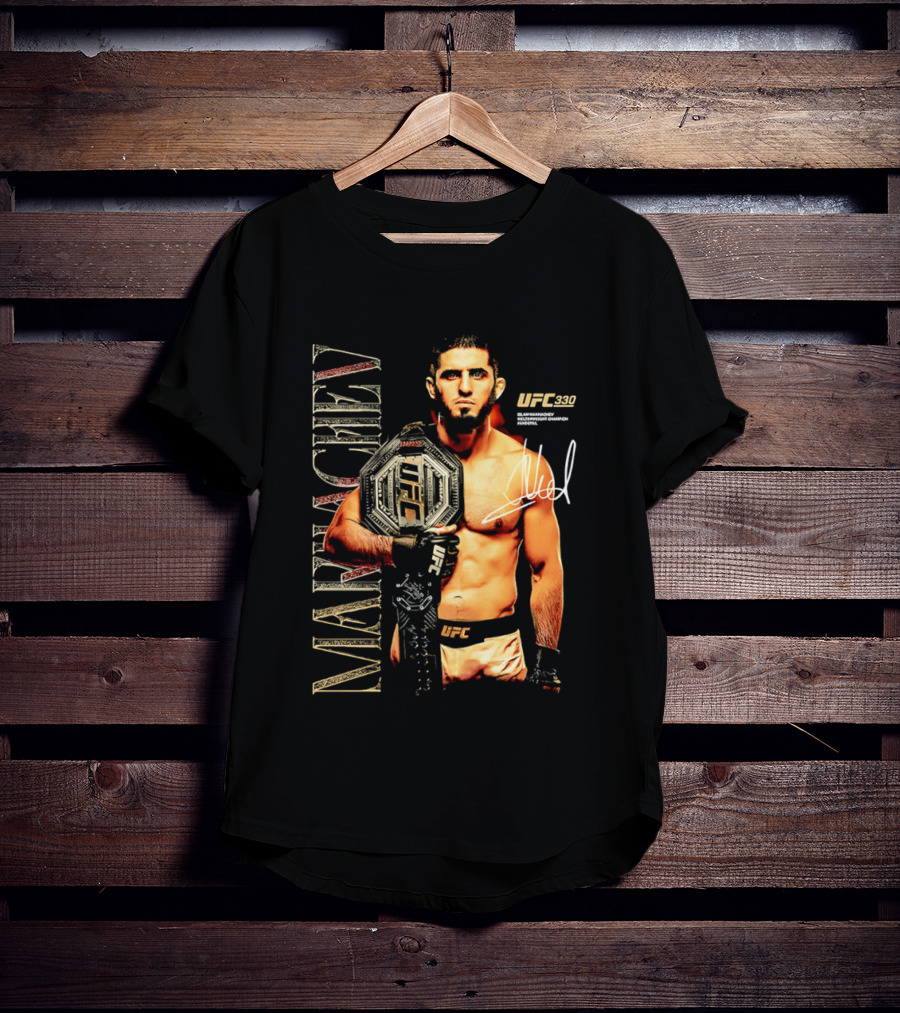 Islam Makhachev UFC Champion Signature Autograph Belt T-Shirt