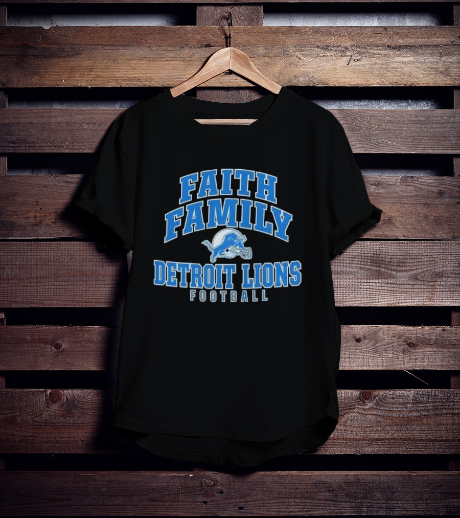 Faith Family Detroit Lions Football Helmet Silver Arc T-Shirt